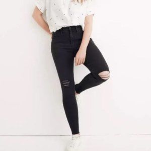 Madewell 9” High-Rise Skinny Black Distressed Jeans